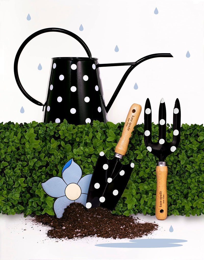 Kate Spade New York 2 Piece Gardening Hand Tools, Cute Garden Tool Set Includes Hand Rake and Trowel, Picture Dot