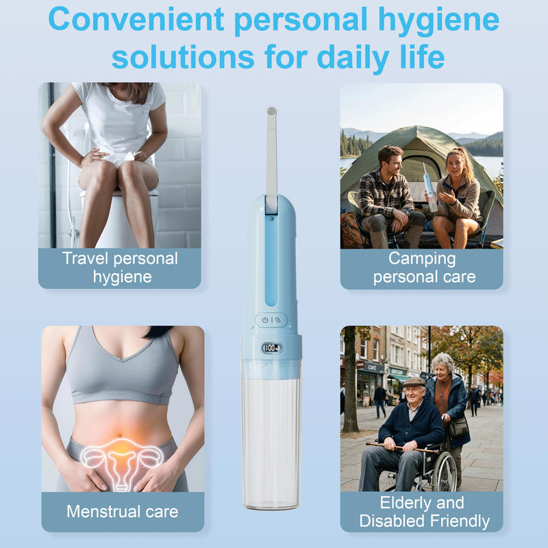 Electric Portable Bidet for Travel & Outdoor, Whisper-Quiet Handheld Sprayer with 3 Pressure Modes, 1600mAh USB-C Rechargeable, IPX7 Waterproof (Sky Blue) 1 Sky blue