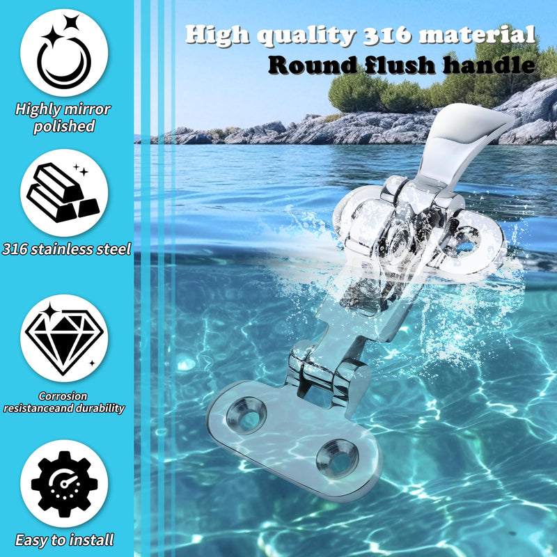 Marine Hatch Latch 316 Stainless Steel Boat Door & Hatch Anti-Rattle Boat Latches, Heavy-Duty Hold Down Clamp Latches - Yacht & Boat Hardware - Pack of 1/2/4 Pack of 2