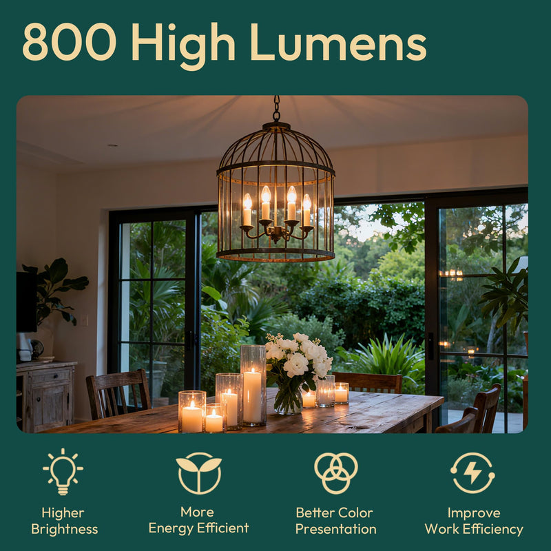 ALAMPEVER 12 Pack Chandelier Light Bulbs 100 Watt Equivalent, 800LM Bright Dimmable LED Light Bulb, E12 Base, 2700K Soft White, B11 Type, 5.5W, Ideal for Living Room, Bedroom, Dining Room 100w 2700k Soft White 12 Count (Pack of 1)