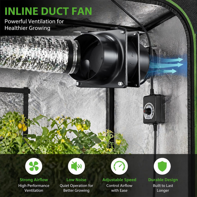 4" Axial Exhaust Fan, DC12V Air Fume Smoke Extractor | 120*38mm Muffin Fan, 3000RPM, AC Dimmer, 4inch Metal Flanges, DIY Kit for Soldering, 3D Laser, Paint Booth Metal Black Fan (Variable Speed) - DC Powered