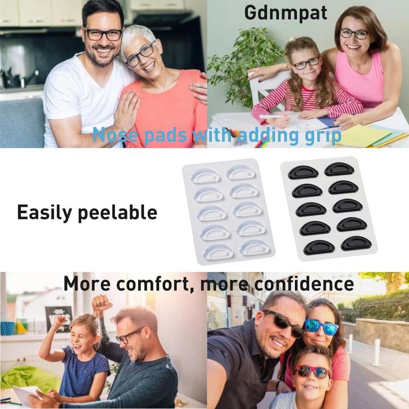 Eyeglass Nose Pads - Grip Added, Upgraded Soft Silicone Adhesive Glasses Nose Pad, Anti-Slip Nose Pads for Glasses Full Plastic Frames Sunglasses (5 Clear Pairs) 5 Pairs Clear