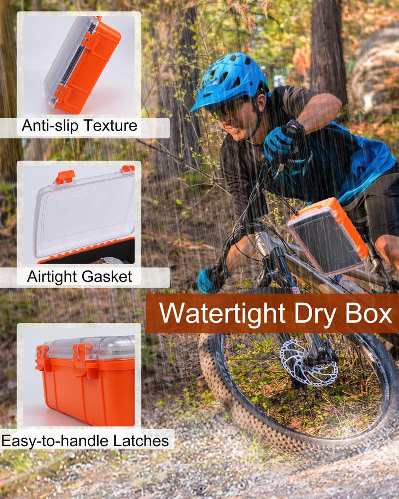 Dry Box for Boat Floating Waterproof Containers for Kayaking & Boating - Crushproof Waterproof Storage Case for Phones Drybox with Rope & Steel Hinges Orange