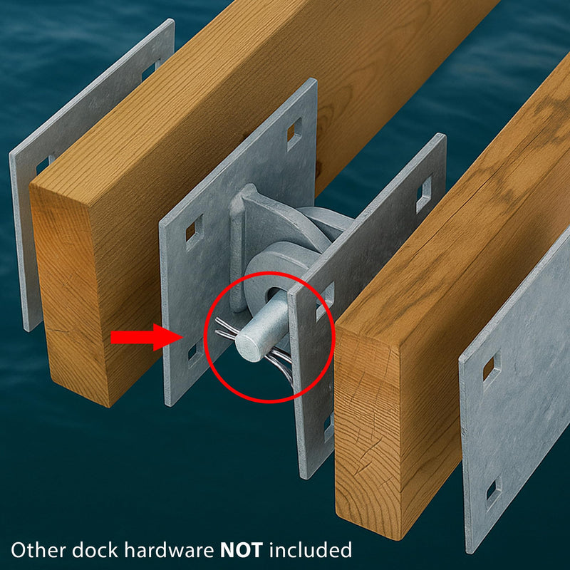Floating Dock Hinge Connector Pin, 3-1/4" x 3/4" - Heavy-Duty Galvanized Steel (4 Pack) 4