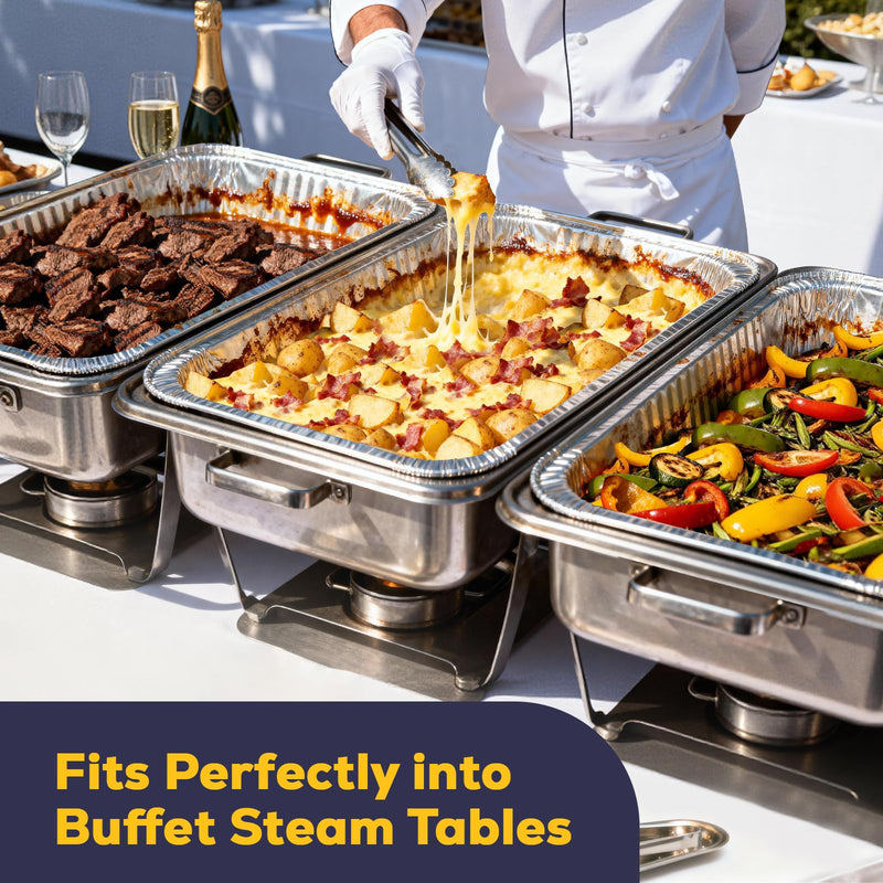 Fit Meal Prep 5 Pack Full Size Aluminum Foil Pans 21"x13", Heavy Duty Large Disposable Roasting Pans for Cooking, Serving, Freezing, Baking Pan Trays for Catering, Meal Prep, and Food Storage