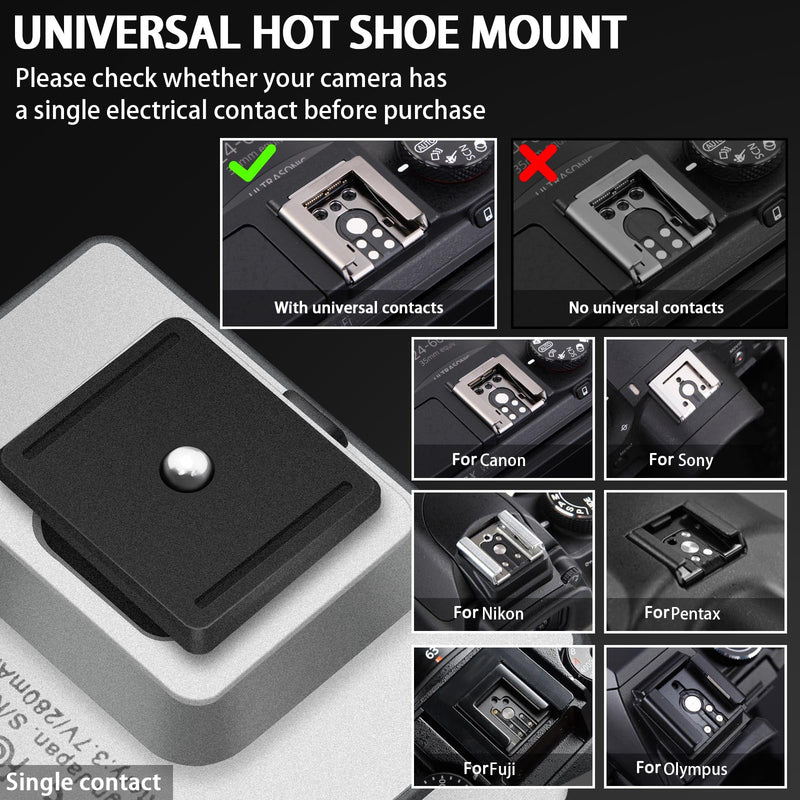 MEDALight F1 Mini Camera Flash Camera Flash Speedlite for Ricoh (GR3/GR3X,etc.) Fuji/Sony ZV1/Nikon/Canon,Digital Film Cameras,Portable Mini hot Shoe Flashlight for DSLR Cameras.(Silver) Silver