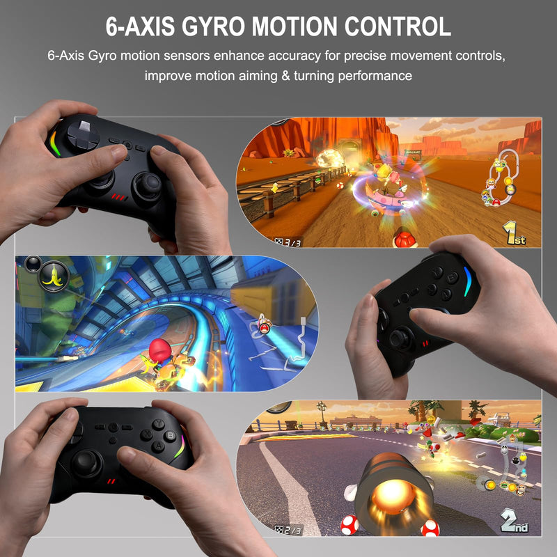 Joso Mobile Gaming Controller, Wireless Game Controller for iPad/Tablet/iPhone/Android/Switch/Switch 2/Lite/OLED/PC, Handheld Gamepad with Hall Effect Joysticks/Triggers/6-Axis Gyro - Black
