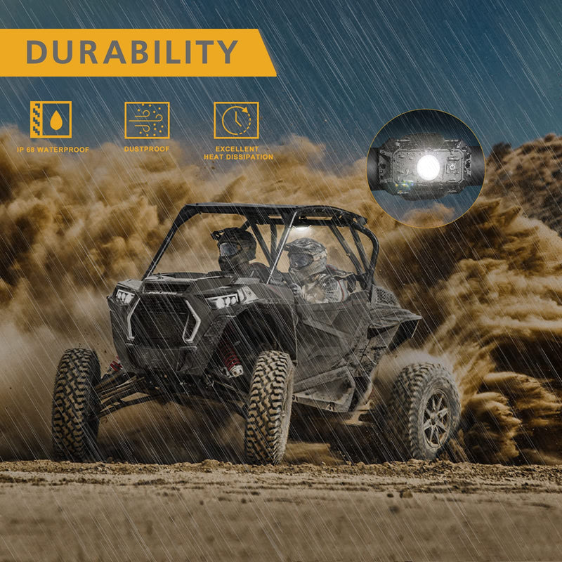 UTV LED Dome Light 12V with Switch, Rfroad Lighting Universal Roll Bar Mount LED White Light Interior Dome Light for UTV ATV Polaris RZR Can Am Car Golf Cart