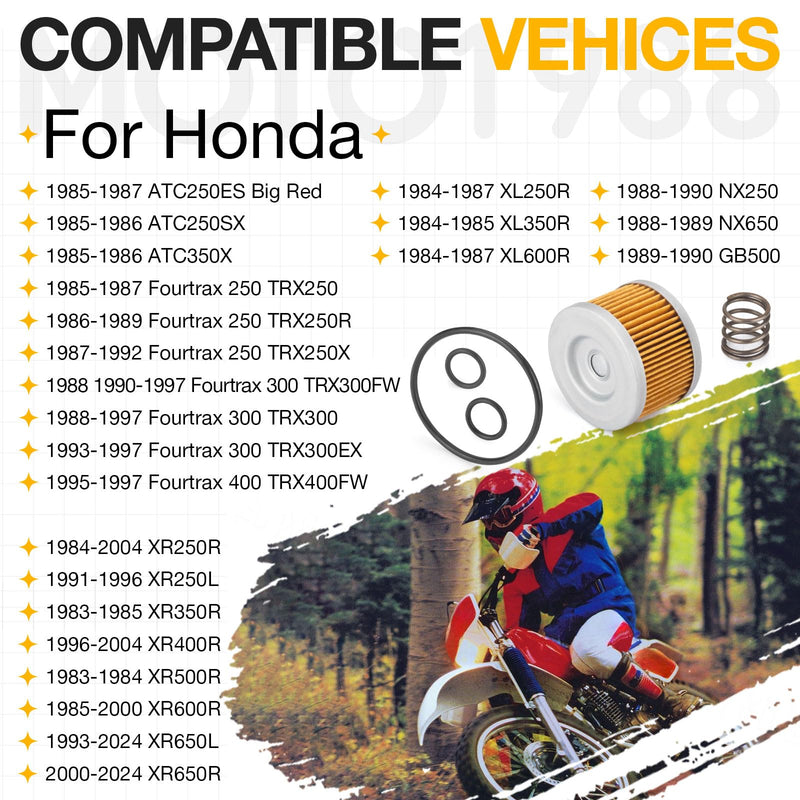 15410-KF0-305 Oil Filter Kit For Honda ATC250 Fourtrax 250 300 400 XR250R XR250L XR350R XR400R XR500R XR600R XR650 XL250R XL350R XL600R NX250 NX650 GB500 15412-KF0-010 15410-KF0-315