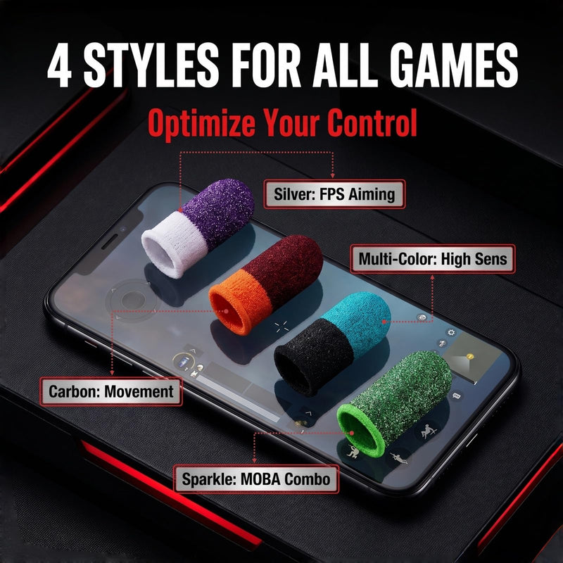 40pc Gaming Finger Sleeves, Esports Grade | 4 Styles, No Break Touch, Anti-Sweat, for FPS/TPS/ACT/MOBA