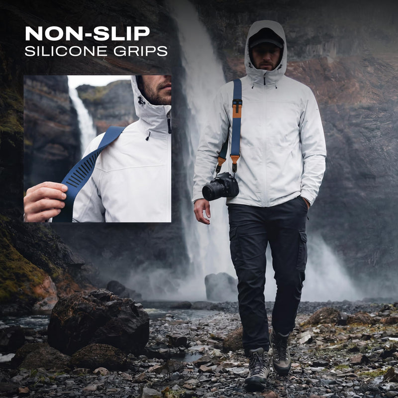Quick Release Camera Strap for Photographers, Configurable as a Sling, DSLR SLR Adjustable Camera Shoulder Strap Blue