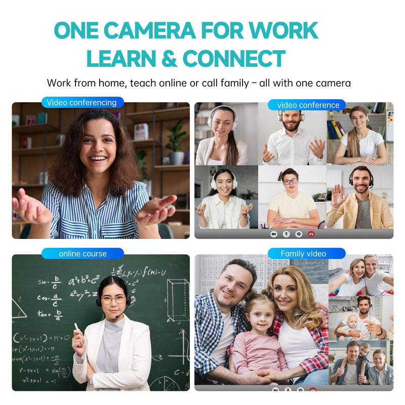 G55 2K Webcam with Dual Speakers & Microphone for PC Laptop | USB Computer Camera, 120° FOV, Remote Control, Plug & Play Streaming Camera, works with Zoom/Teams/Switch 2/Mac
