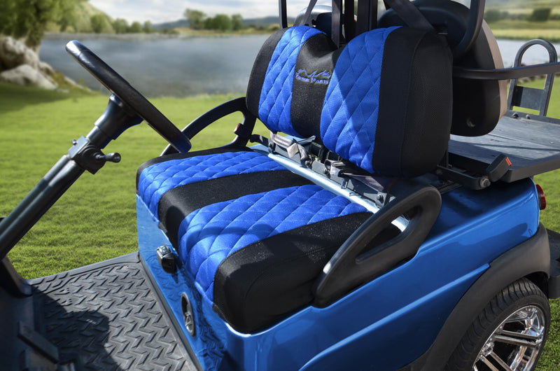 Golf Cart Diamond Seat Covers for Club Car Precedent OEM Standard Front Seat Cushion.Breathable Washable Polyester Mesh Cloth. Renew Your Golf Cart with Lowest Value. blue