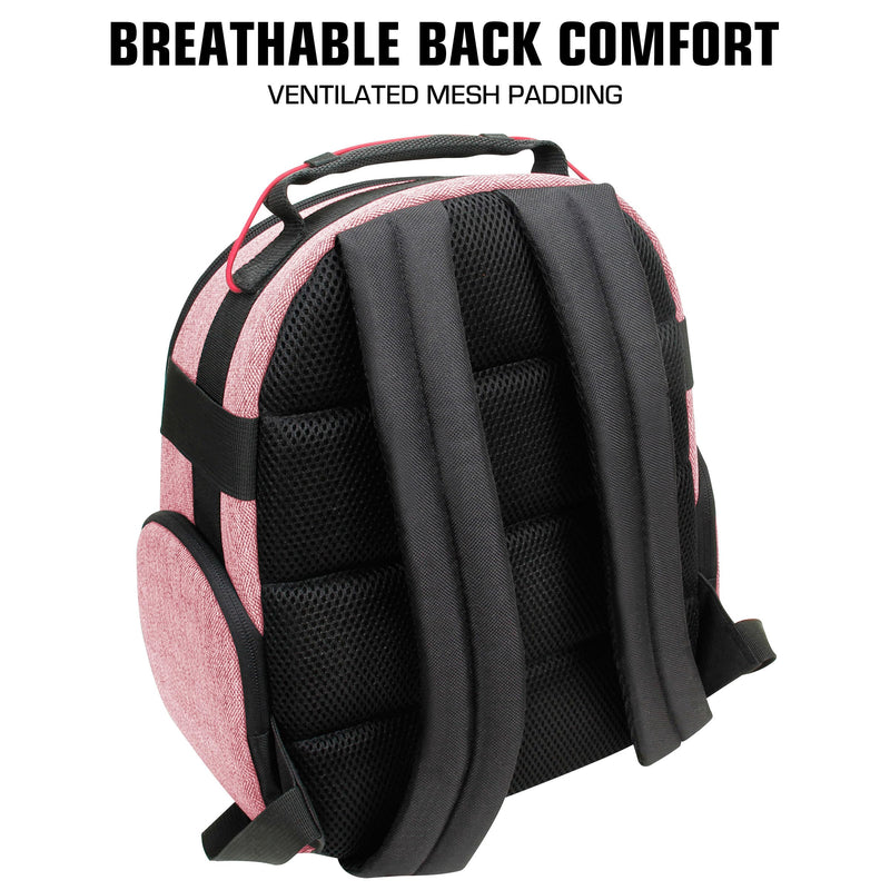 USA Gear Portable Camera Backpack for DSLR with Customizable Accessory Dividers, Weather Resistant Bottom and Comfortable Back Support - Compatible with Canon, Nikon, Sony, Fujifilm, and More (Red) Compact Red