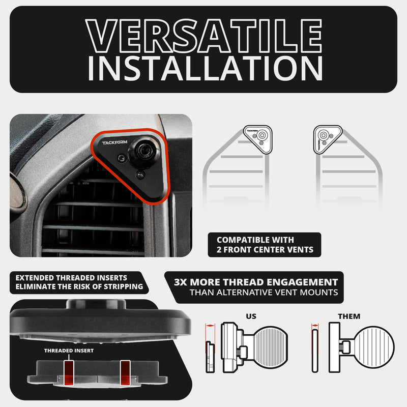 Tackform Link Vent Phone Mount Compatible with 2015-2020 Ford F-150, 2017-2021 Super Duty, 2018-2021 Expedition | Aluminum | Compatible with MagSafe | Universal Magnetic Holder | 2" Arm | Black Knob Large Magsafe Magnet
