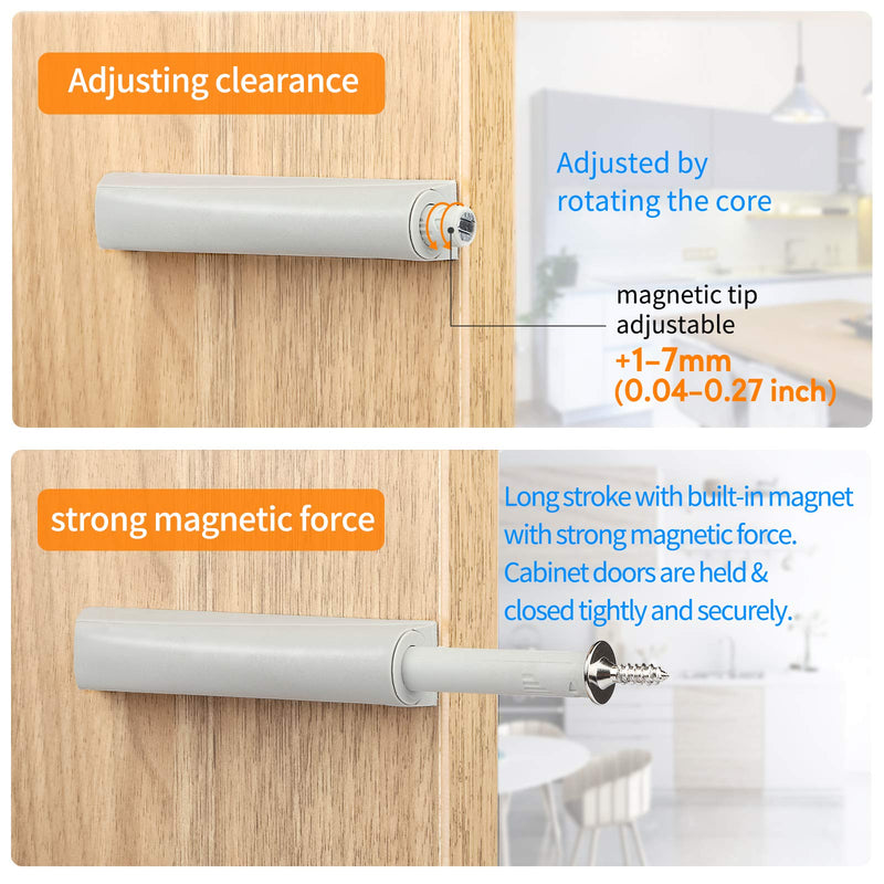 Push Open Door Latch, 10 Pack Magnetic Touch Release Hardware for Doors, Light Grey-Push Lash Latch for Kitchen, Bathroom, Furniture Drawers& Cupboards light grey 10 pack