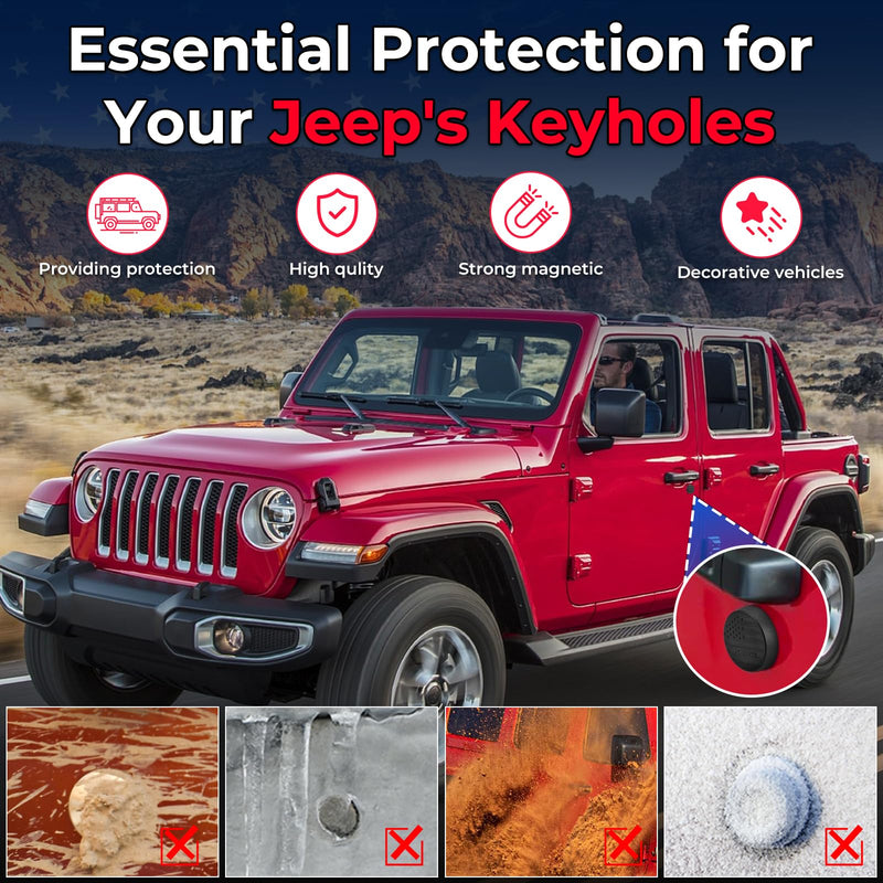 Keyhole Covers Compatible with 2018-2025 Jeep Wrangler JL and Gladiator JT Front Door, Strong Magnet Keyhole Decor Accessories for Door Lock Protection