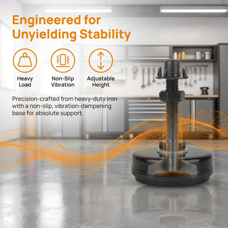 Heavy Duty 1102 lb Leveling feet 2.36" Dia Base,M10 Thread | Suitable for Adjusting Furniture, Tables, Workbenches, Machinery Equipment, Cabinets, Etc（D60xM10x50,4 Pack, black）