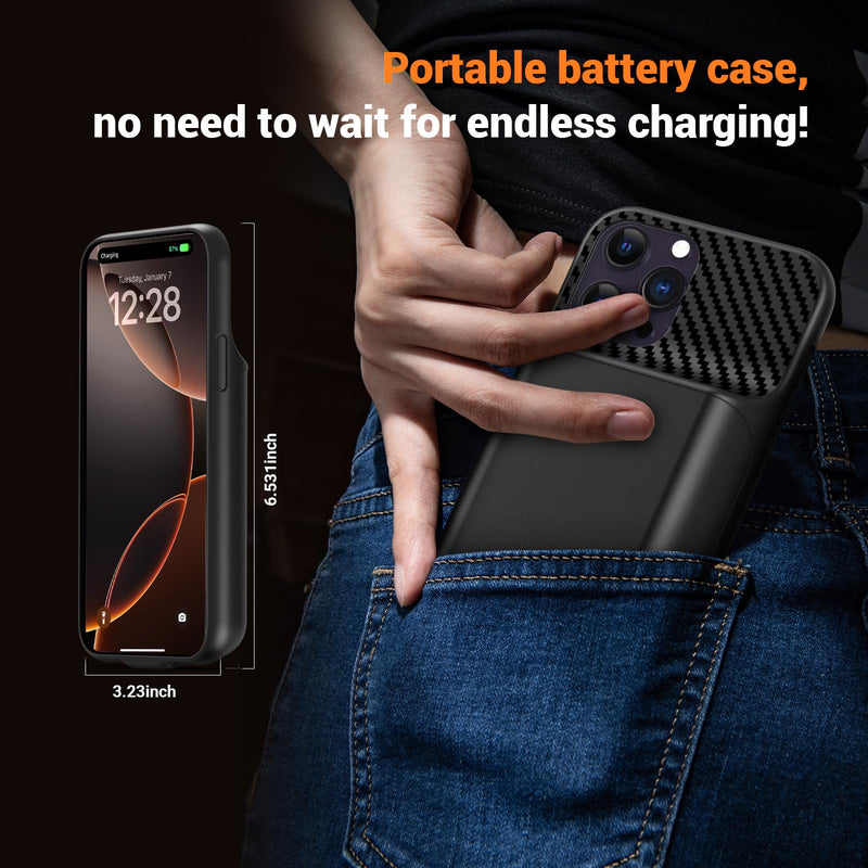 Battery Case for iPhone 12 ProMax ,13 ProMax, 14 ProMax, 14 Plus (6.7 inch) | 2026 Upgraded High Capacity 13800mAh Battery Pack Rechargeable Charger Charging Case with Tempered Glass Screen Protector
