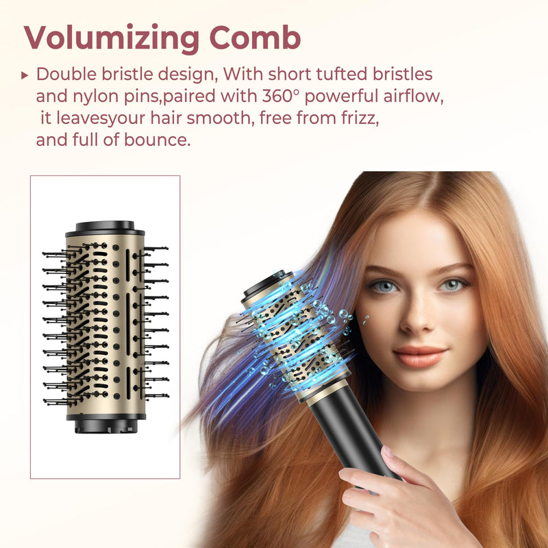 Airbrush Pro Hair Styler 8 in 1 Magic Styler, 1500W Hair Dryer Brush 110K High-Speed Motor Blow Dryer Brush, Left&Right Air Curler, Multi-Styler Hot Air Brushes for Hair Styling Black