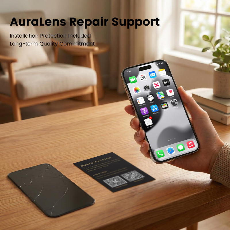 AuraLens for iPhone 15 Pro Max Screen Replacement Kit LCD Display Assembly | A2849 A3105 A3106 A3108, FHD INCELL LCD Touch Digitizer 6.7 Inch, COF, 120Hz, Repair Tools, Waterproof Adhesive, Screw Pad For iPhone 15 Pro Max (6.7")