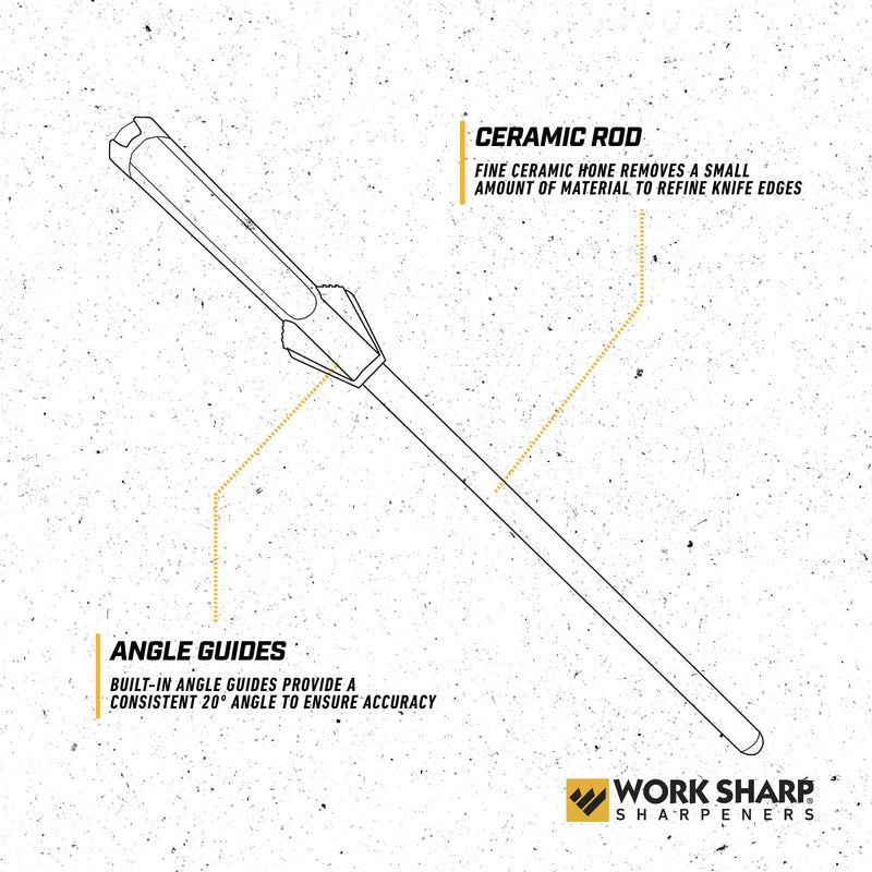 Work Sharp Kitchen Ceramic Honing Rod - Angle Guided - For Chef, Santoku, Paring, & Serrated Knives Black