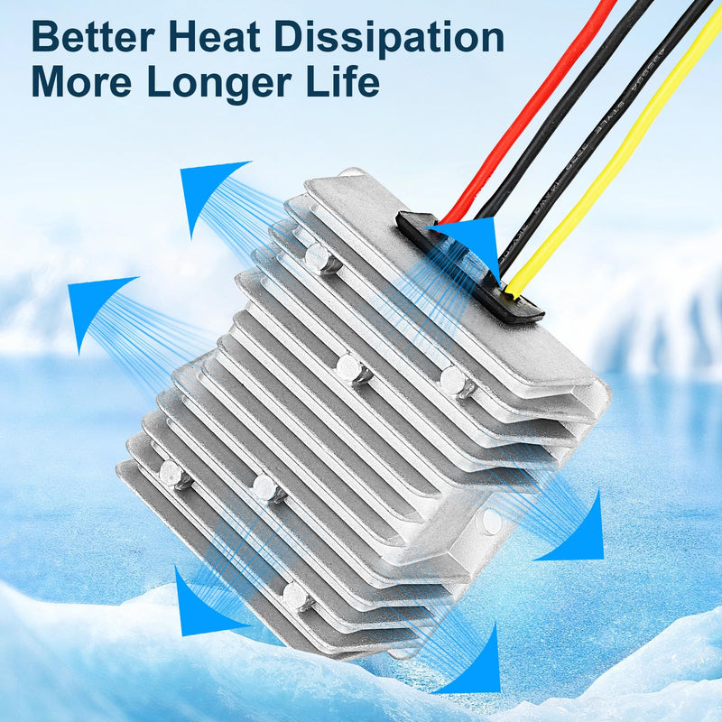 10A 120W Golf Cart 18V 20V 24V 36V 48V Step Down to DC 12V Converter Voltage Regulator Reducer Power Buck Converter Waterproof Transformer(DC 16-58V Inputs 16-58V to 12V 10A 120W