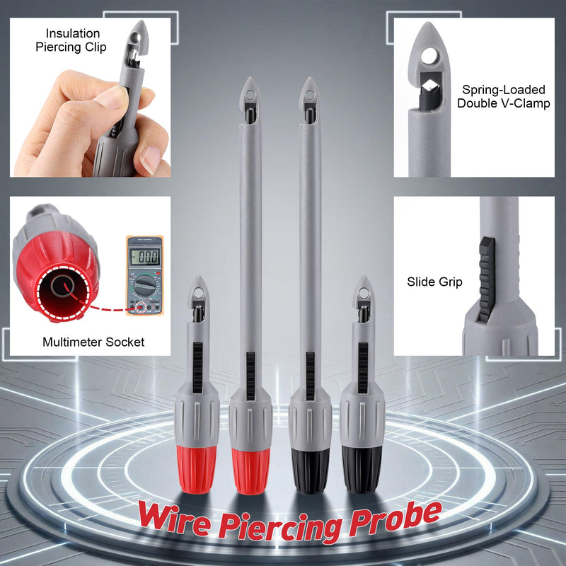 4 Pcs Wire Piercing Probe, Insulation Piercing Clip Set with 2mm 4mm Banana Plug for Multimeter Voltage Measurement Automobile Diagnosis Repair Electrical Testing Circuit Troubleshoot