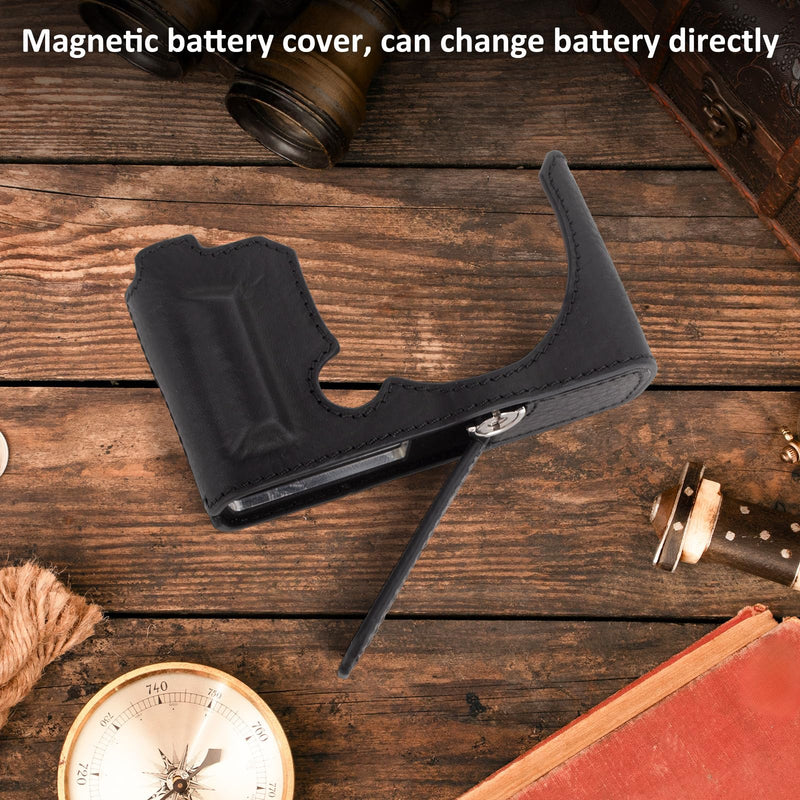 MUZIRI KINOKOO Half Case Compatible for Panasonic Lumix DC-S9 Camera, Genuine Leather Protective Cover for Lumix S9 Mirrorless Camera - with Opening Bottom and Hand Grip Design - Black