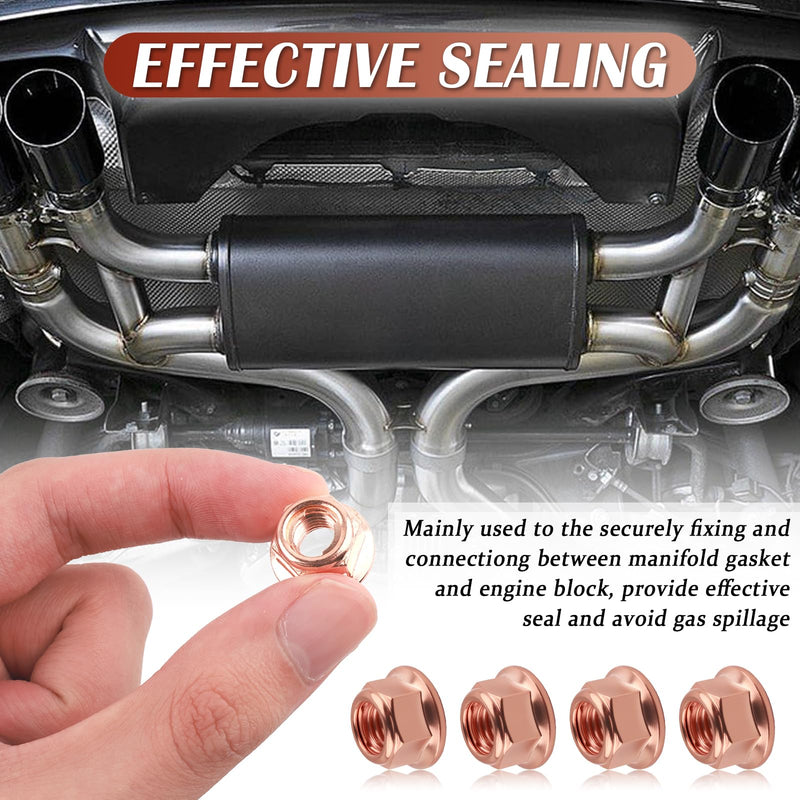 10PCS M8×1.25 Exhaust Manifold Gasket Nut,Professional Hexagonal Exhaust Nut Provide Good Sealing,Exhausts Manifold Kit Nuts for Exhausts System Replacement OEM#A1201420072