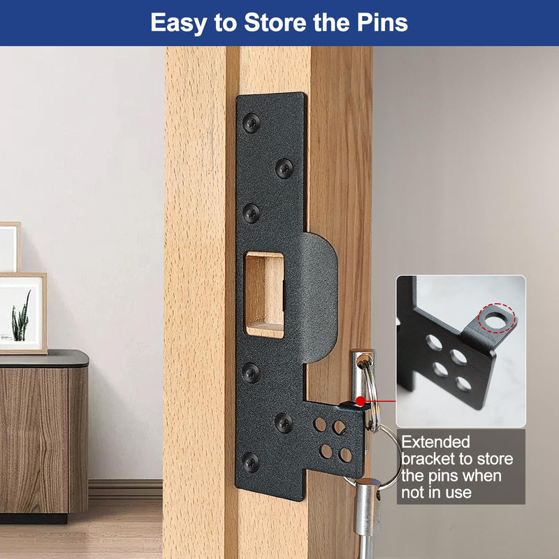 Door Strike Plate with Barricade Pins, 7" Extra Long, Heavy Duty | Forced Entry Resistance, Anti-Theft Reinforcement for Home/Apartment/Bedroom, Heavy Duty Striker 1 Pack Matte Black