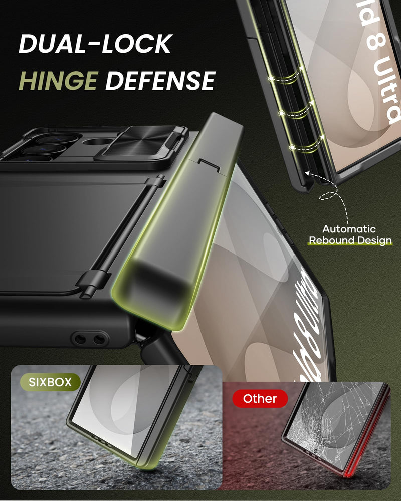 for Samsung Galaxy Z Fold 8 Ultra Case with Card Holder, Black | Stand, Screen Protector, Slide Camera Cover, Hinge Protection, Heavy Duty, Rugged, Wallet, Protective Cover for Men, Women Black-S