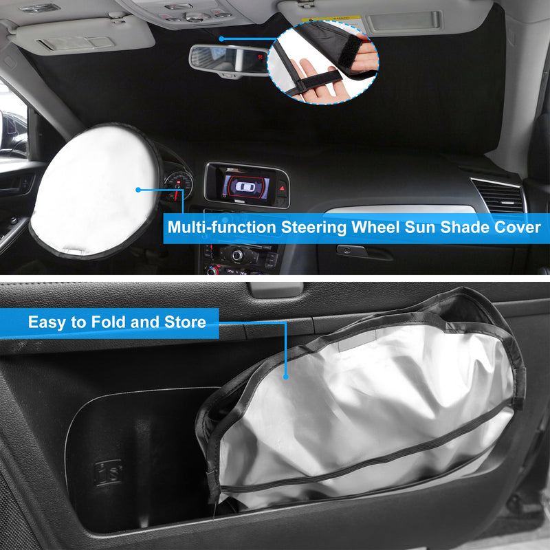 Windshield Sun Shade Compatible with 2021-2024 2025 2026 Ford F150 F-150 (Lariat, King Ranch, Platinum, XL XLT Limited Raptor) Accessories Sunshade Shield Protector Fit Ford F150 2021-2026