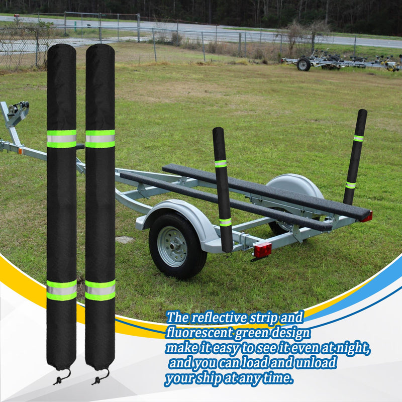 36 Inch Thickened Foam Boat Trailer Guide Pole Pad and Cover with Capped End and Reflective Stripe for Ski Boat, Fishing Boat or Sailboat Trailer 36in