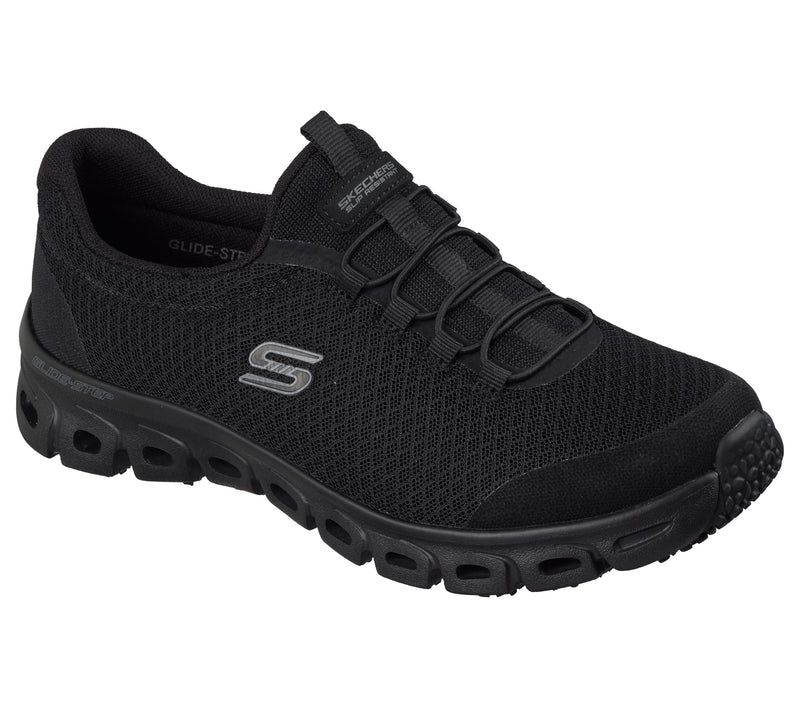 Skechers Women's Mesh Bungee Slip-On Sneaker with Glide-Step Slip Resistant Outsole 8 Black