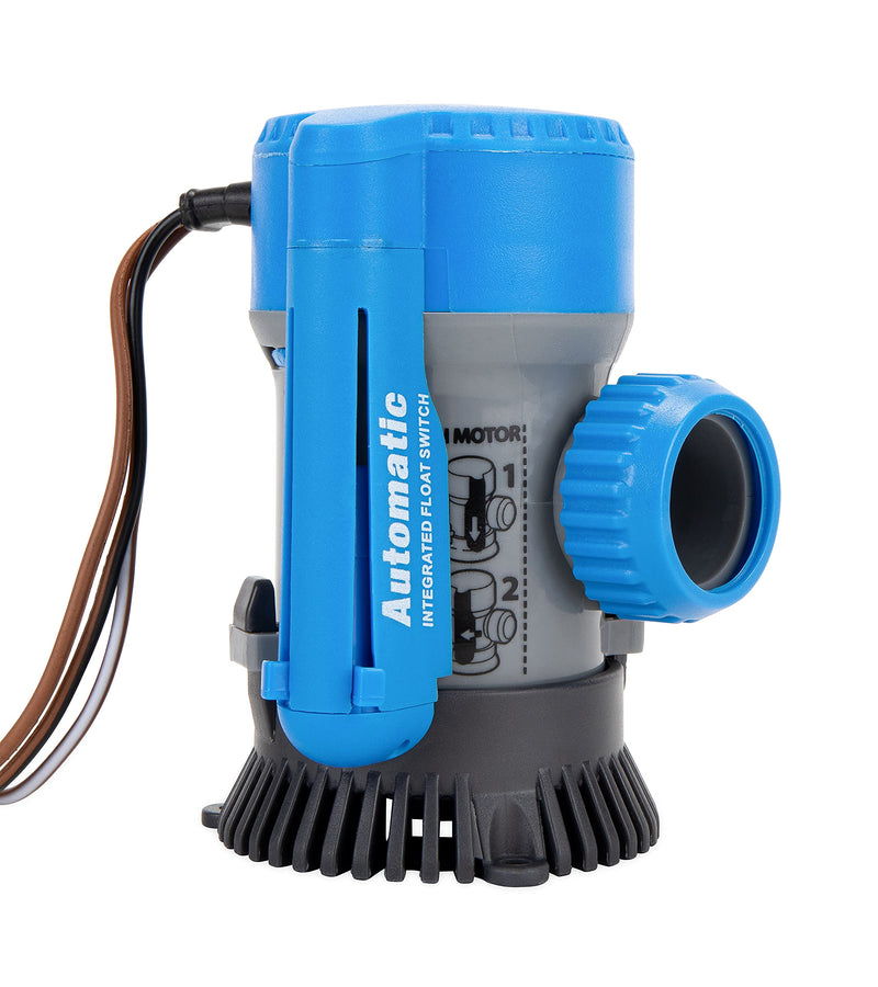TRAC-Outdoor Products Automatic Bilge Pump, 800/1100 GPH, 3/4" & 1-1/8" Outlet - Designed for Easy Installation and Retrofitting - Ideal for All Watercraft (69311) (3004.7234)