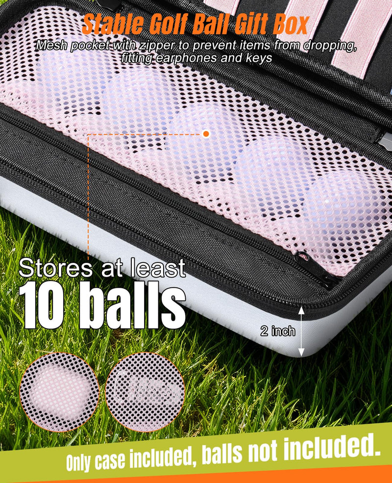 Rhino Valley Golf Glove Holder Case, Golf Accessories Organizer Bag with Glove Shaper for Phone, Gloves, Balls, Tees, Markers, Divot & Repair Tools, Gifts for Golfers Men Women Golf Glove Case- White