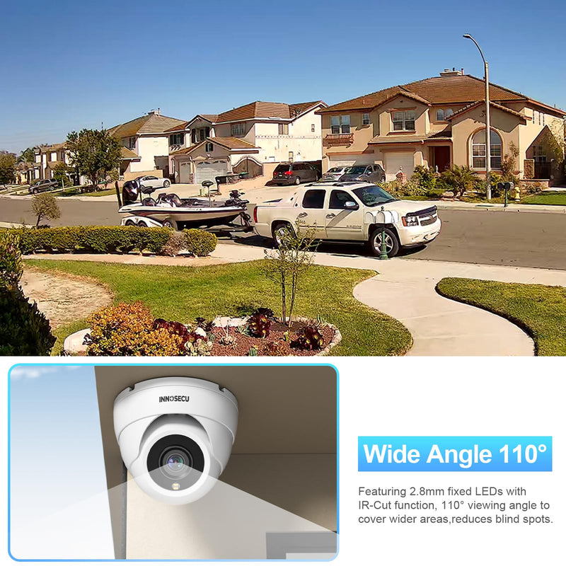 PoE Camera 4MP, Security IP Dome Camera for Outdoor Indoor Use, Buil-in Mic, 2.8mm Lens Wide Angle 110°, B/W Night Vision, Smart Motion Detection, Human&Vehicle Detection, IND4FR94C (White)