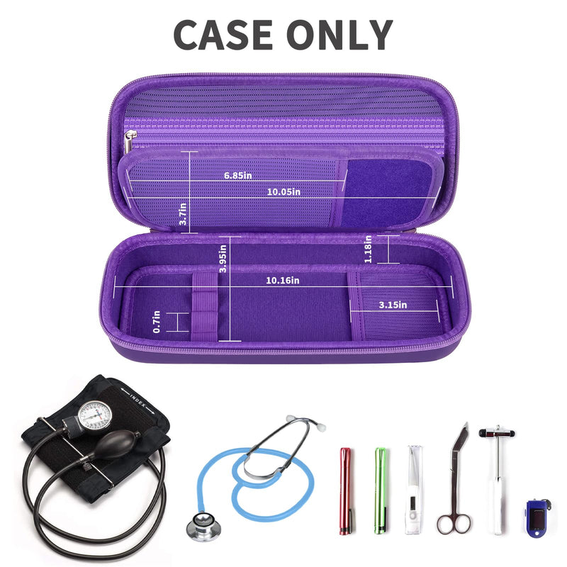 Stethoscope Case Compatible with 3M Littmann Classic III/for MDF Instruments/for Paramed/for FriCARE Monitoring Stethoscope, Extra Room for Doctor & Nurse Accessories-Purple Purple