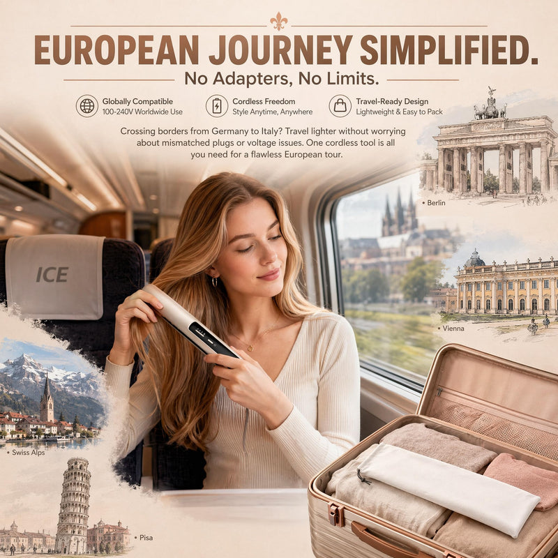 Mini Cordless Hair Straighteners for Women 5000mAh, 2 in 1 Travel Hair Straightener | Wireless Portable Hair Curler with USB Charging | Mini Curling Iron, 3 Heating Modes, Reduce Frizz