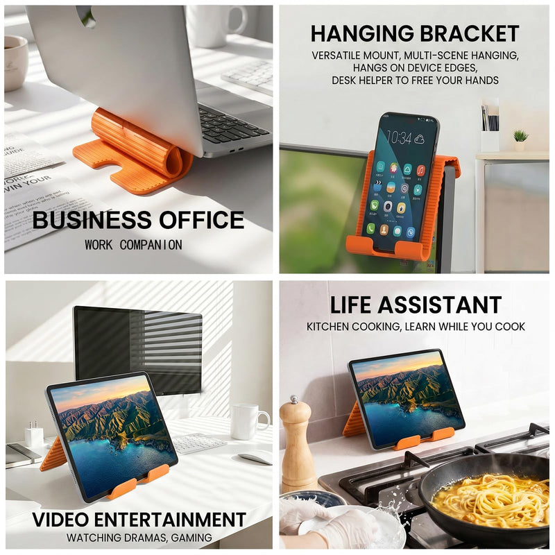 Adjustable Foldable Silicone Phone Stand, Cyan Blue, with Charging Port, Non-Slip Desk Holder for iPhone, Samsung, Tablets 1