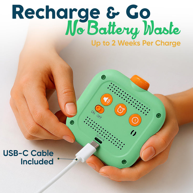 Digital Visual Timer for Kids - Rechargeable 99 Min Timer - Focus & Smoother Routines - Visual Timer for Classroom, ADHD Autism Toddler Support - Daily Use at Home, Therapy or School Green