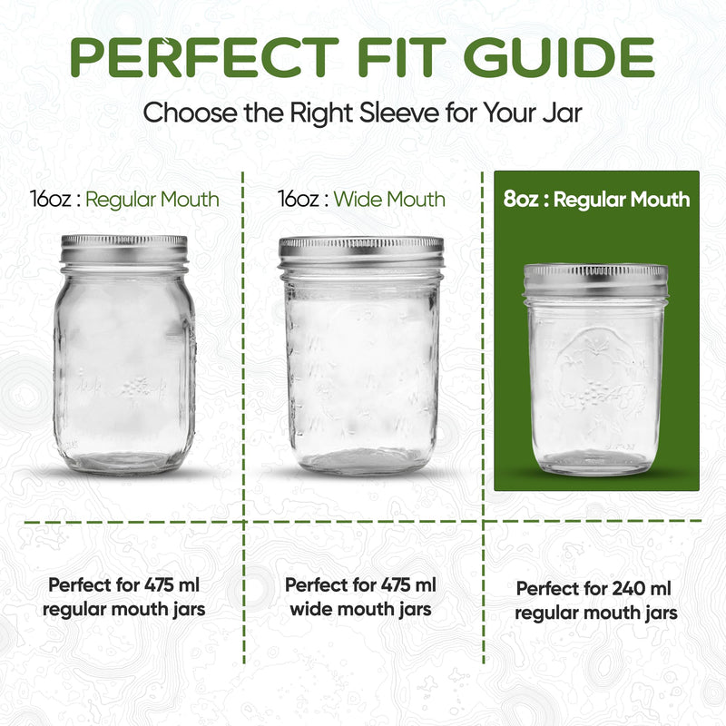 Silicone Mason Jar Sleeves | Anti-Slip Protectors for 8 oz Regular Mouth Ball & Kerr Jelly Canning Jars | Kids Cup Holders with Measurement Markings | Dishwasher Safe Jar Jackets - 5 Pack Gender Neutral Combo