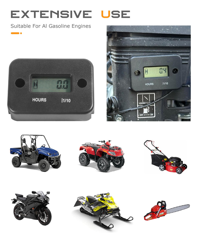 Hour Meter,Car Accessories Hour Meters for Small Engines,Hour Meter for Generator,Car Digital Inductive Generator Hour Meter,Waterproof Design IP65,Suitable for Lawn Mowers Motorcycle Boat ATV