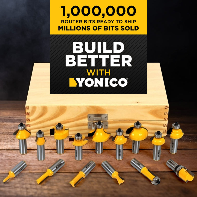 YONICO Tongue and Groove Router Bits Set for 3/4-Inch Stock 1/2-Inch Cutting Depth 1/4-Inch Tongue 2 Bit 1/2-Inch Shank 15221 Up to 3/4" Stock - 1/2" Depth - 1/2" Shank