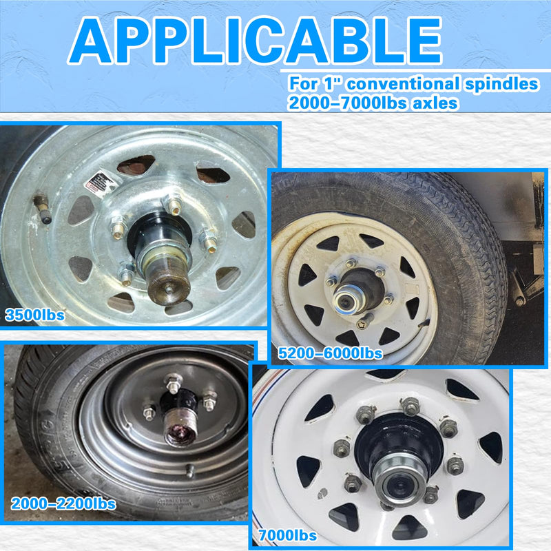 2 Sets 1'' Galvanized Trailer Axle Nut Kits 1'' I D Washers, 2.3'' Long Cotter Pins, 1'' I D Shaft Spindle Nuts for 1'' Trailer Completely Round EZ-Lube Axle 2K to 7K