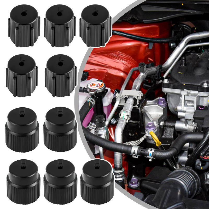 10PCS Car AC Service Valve Cap Kit - 0.54 inch Low Pressure & 0.66 inch High Pressure Port Caps, Strong Sealing for Most Cars