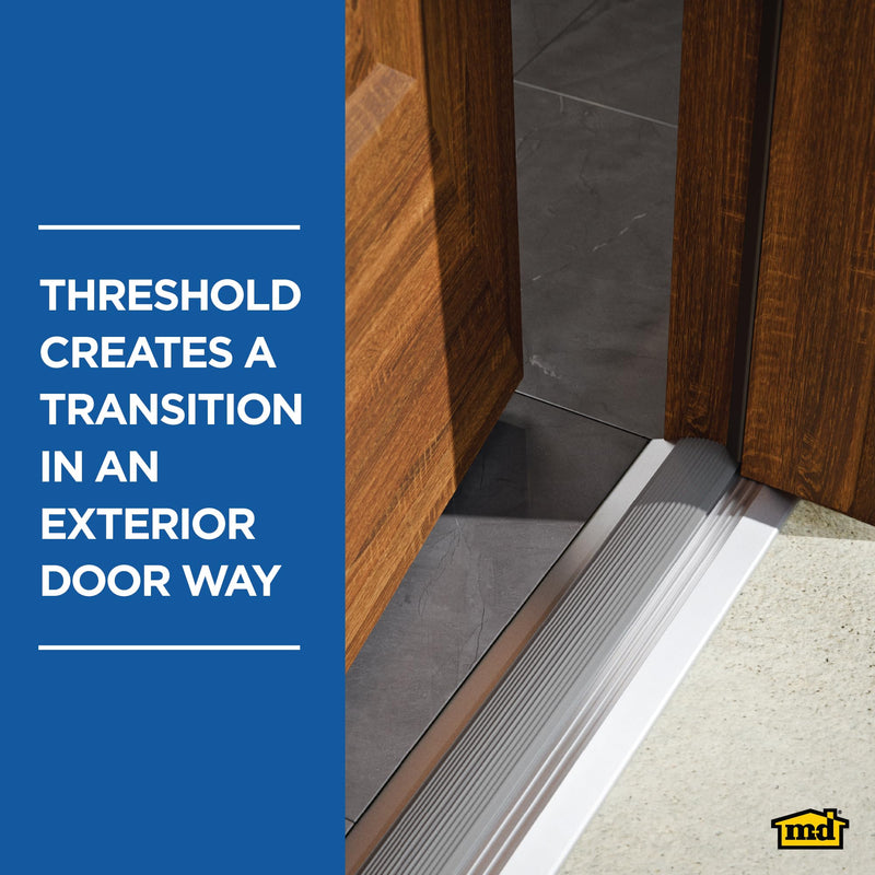 M-D Building Products 08102 3-3/4 in. x 3/4 in. x 36 in. Silver Aluminum and Vinyl Heavy-Duty Low-Profile Threshold 36" L x 3-3/4" W x 3/4" H - Silver