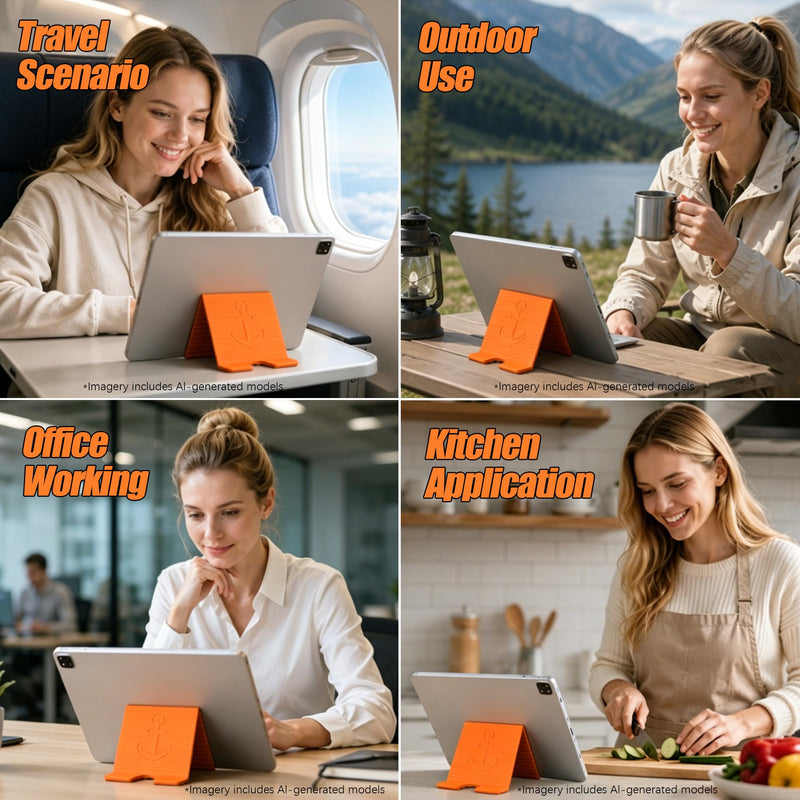 Portable Foldable Silicone Phone Laptop Pad Stand Orange | Eazy to Use,Suitable for office home travel,phone laptop pad holder whitch anti-slip