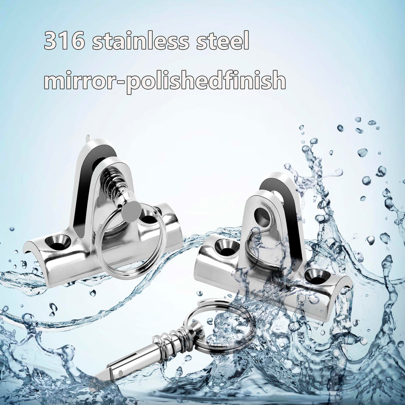 Boat Bimini Top Deck Hinge Concave Base 316 Stainless Steel Deck Hinge 90°Fitting Bimini Top Hardware,Bimini Top Hinge Bimini Brackets for Boats with Quick Release Pin Pack of 2